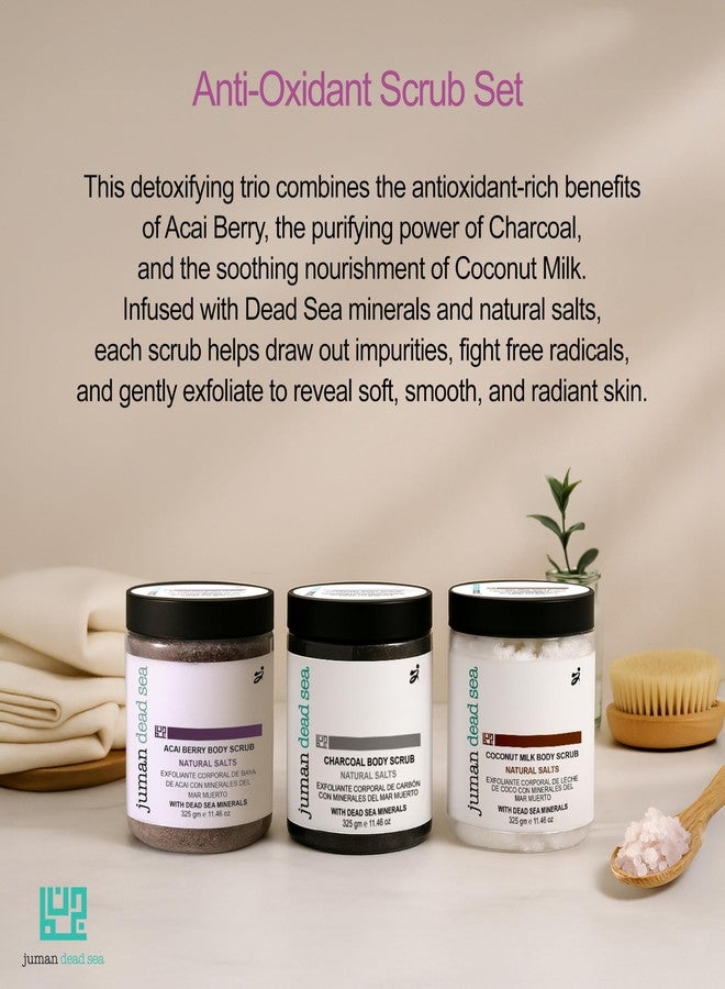 Juman Dead Sea Minerals Exfoliating Body Scrub Set | Infused with Essential Oils | Regular Body Care Kit | SlS & Paraben Free | Vegan | Scrub Pack of 3 - Image 2